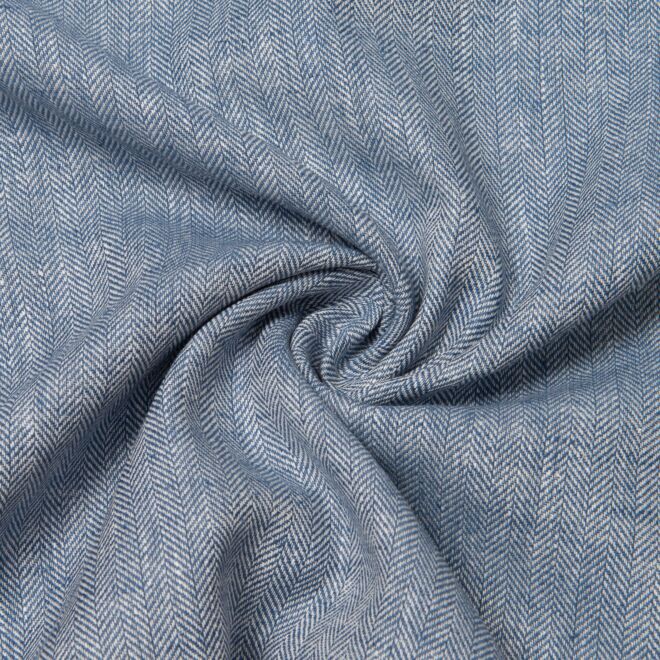 Baumwoll-Leinen-Twill "Maritim" Fischgrät jeansblau