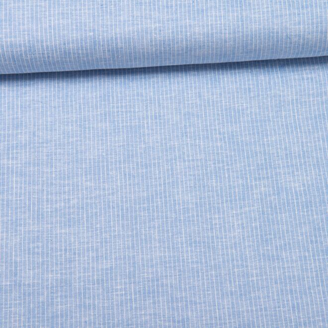 Baumwoll-Leinen "Maritim" Streifen schmal blau