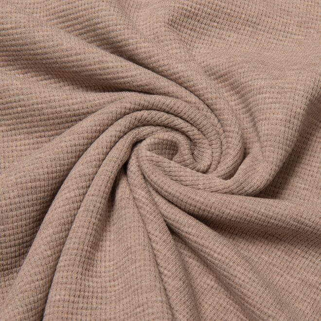 Waffel-Strickjersey beige-meliert