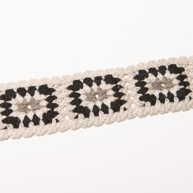 75mm Häkelborte Granny-Tiles natur