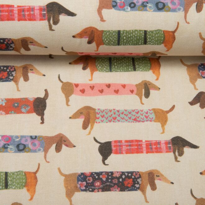 Dekostoff Dackelfamilie