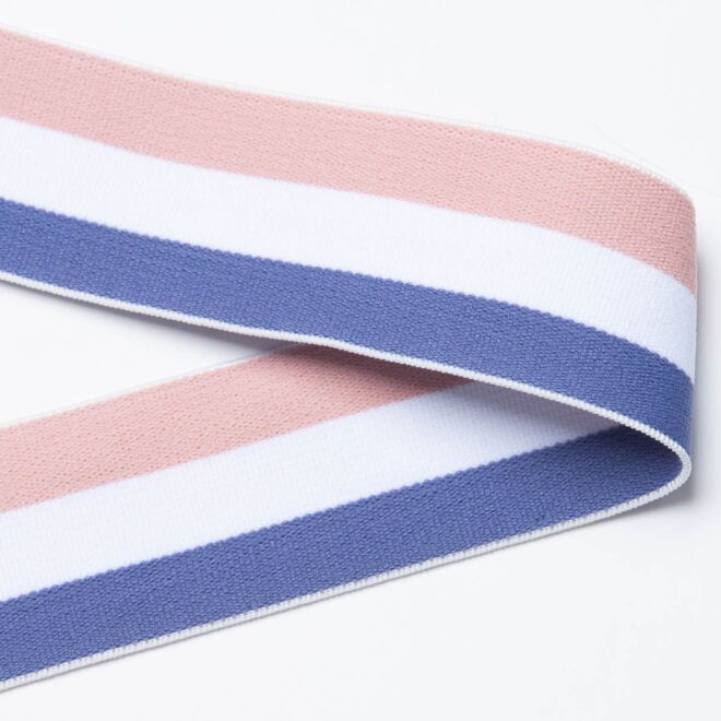 40mm Gummiband navy-weiß-rosa