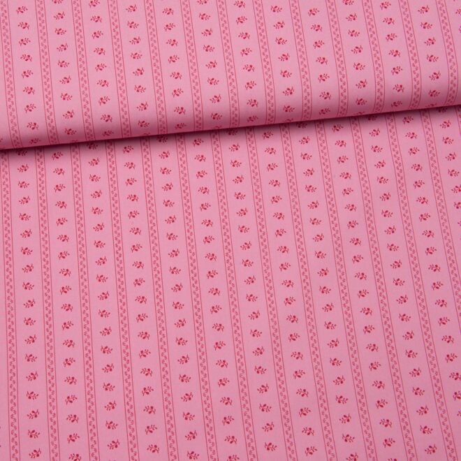 Trachtenstoff "Herzstück" Blätterstreifen kirschrot/rosa