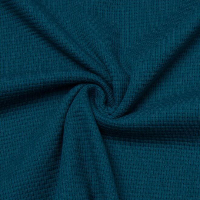 Waffel-Strickjersey petrol