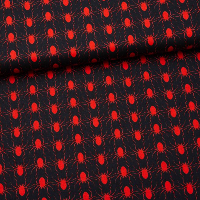 Baumwollwebware "Halloween" Spinnen schwarz