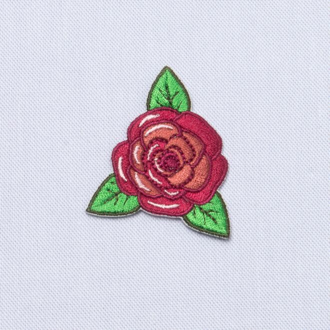 Aufbügler "Rose mit Blättern" weinrot