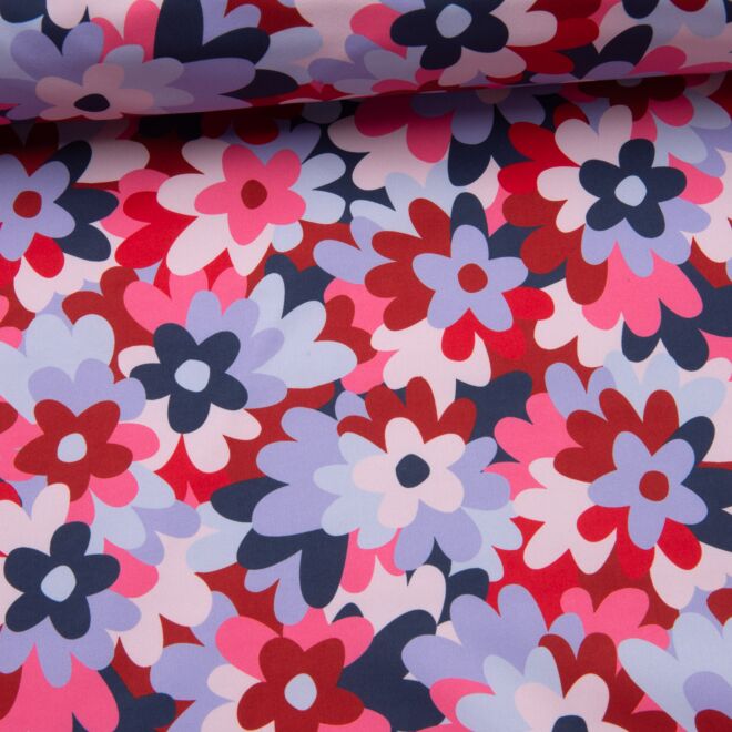 Softshell Blumen rot/blau