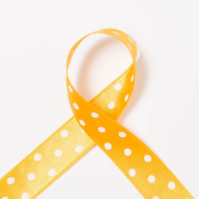 15mm Satinband Dots gelb