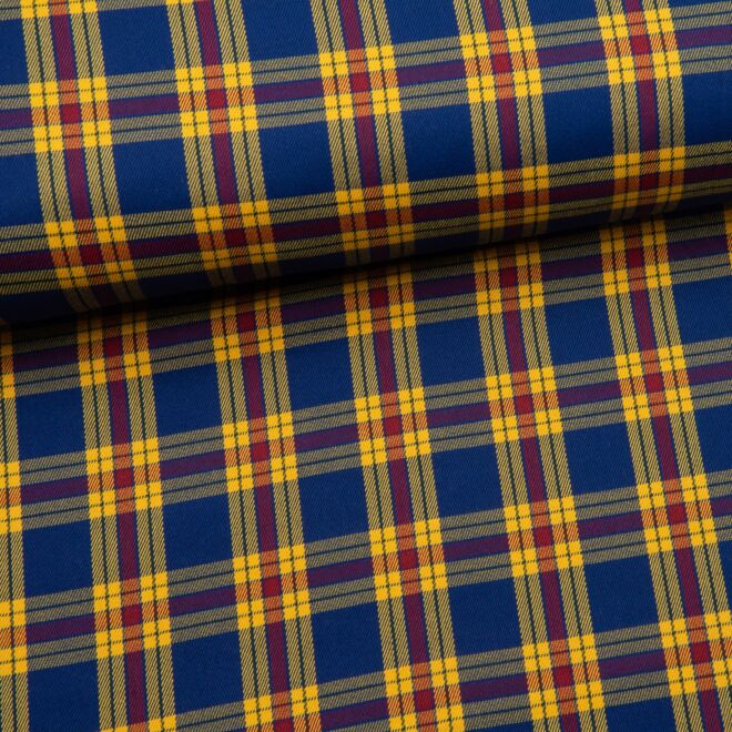 Karo Viskose dehnbar blau/gelb