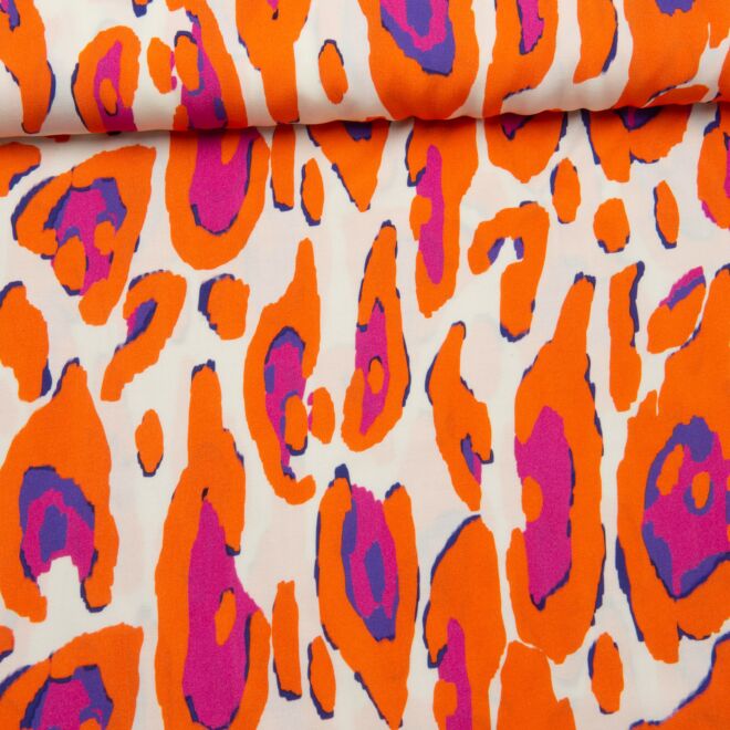 Viskose "Abstract Leo" orange/pink