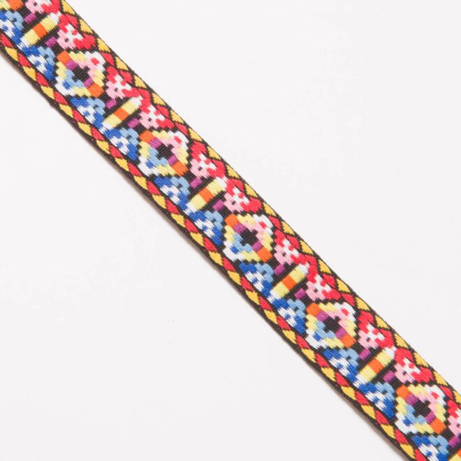 25mm Jacquard-Webband gelb/rosa/blau