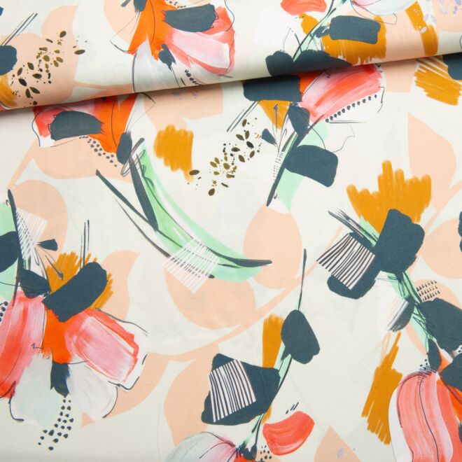 Viskose "Mint green with Flowers" von Atelier Jupe