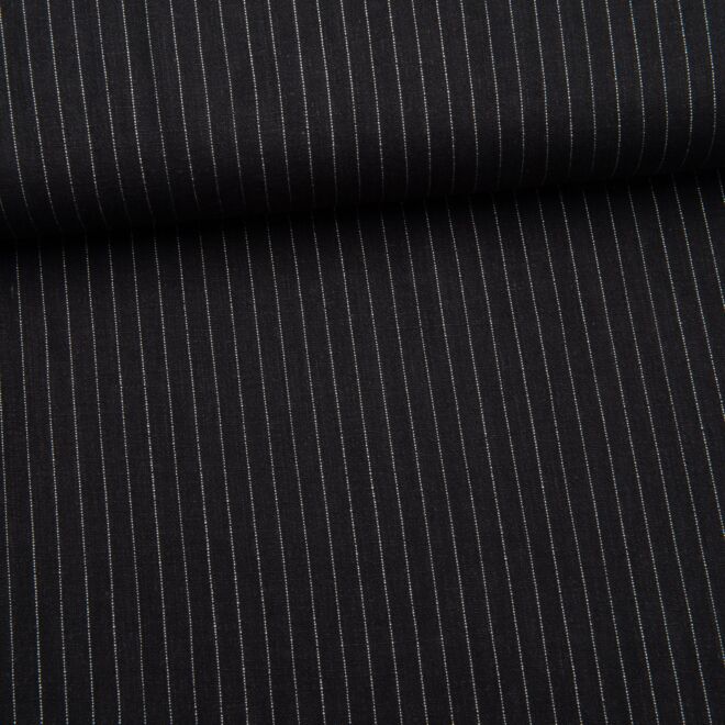 Viskose-Leinen Streifen schwarz