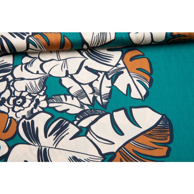 Viskose-Satin Exotic petrol (made in Italy)