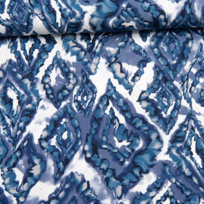 Viskose Geoflowers fuchsia/indigo