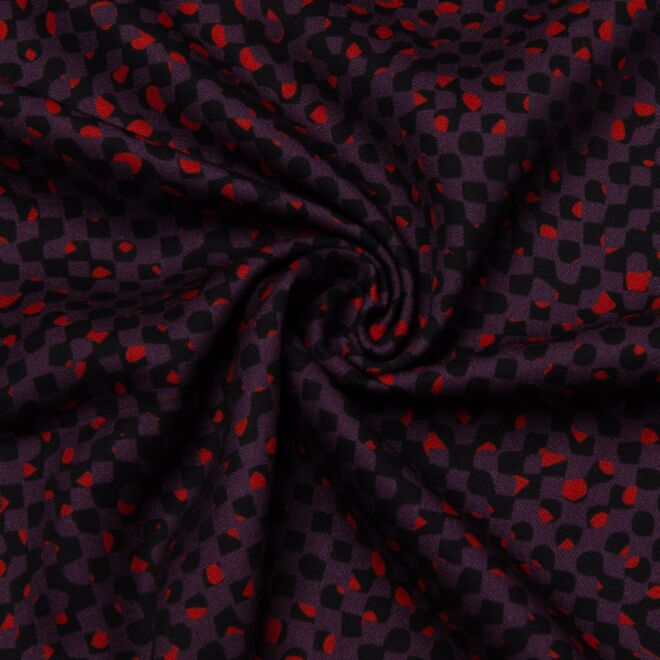 Viskose "Fall Grids" by Thorsten Berger rot/aubergine