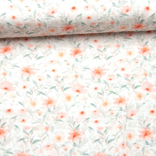 Soft Flowers Musselin weiß