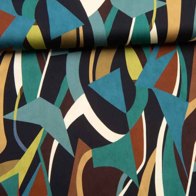 Viskose Coloured Shapes türkis/braun