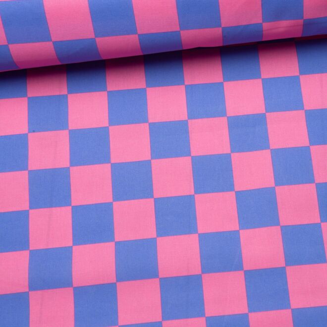 Beschichtete Baumwolle "Checks" rosa/lila
