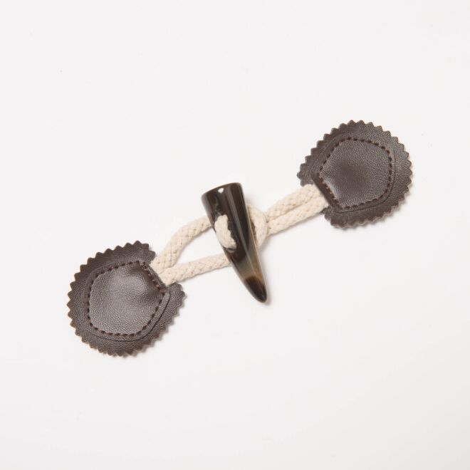 Dufflecoatverschluss Leder 15cm braun 