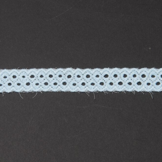 15mm Spitzenband Baumwolle Kreise hellblau