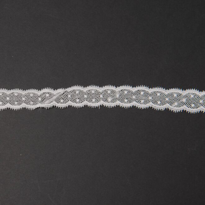 25mm Spitzenband Pünktchen hellgrau