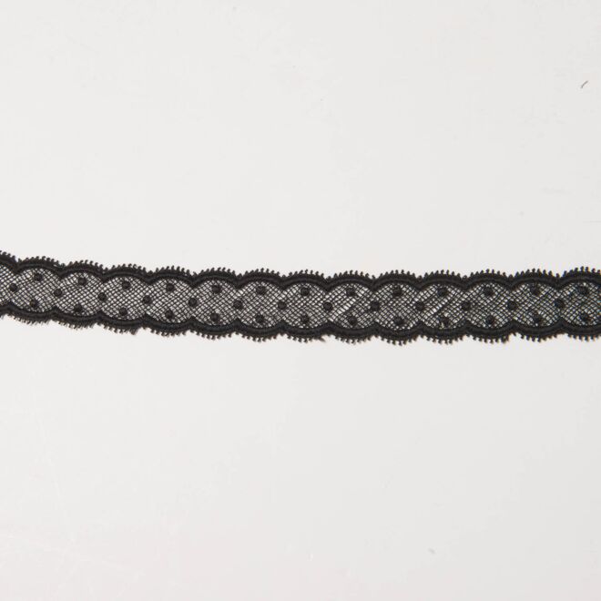 25mm Spitzenband Pünktchen schwarz
