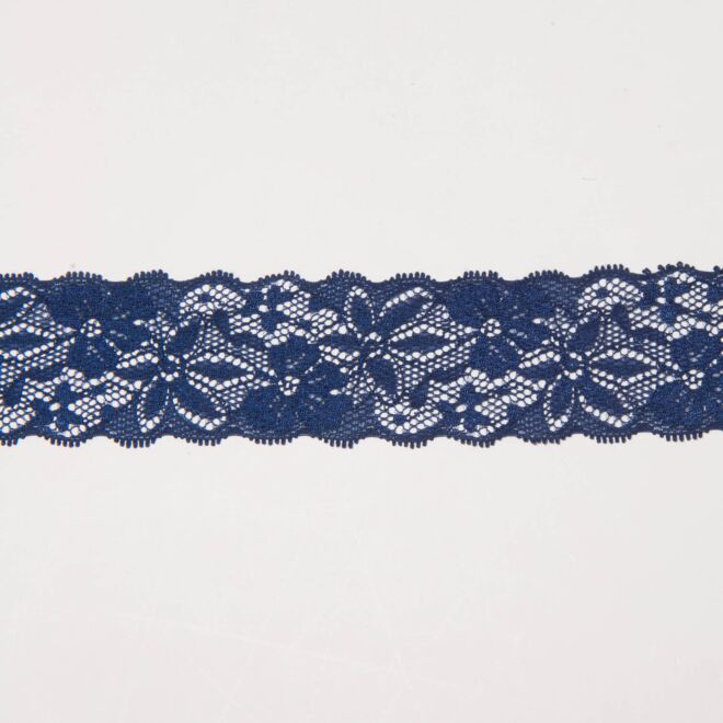 47mm Spitze elastisch Blumen navy