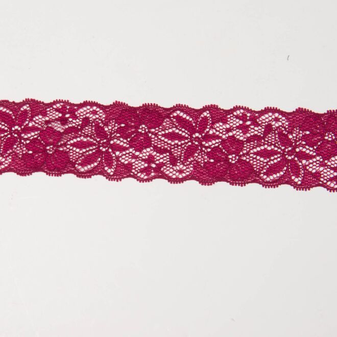 47mm Spitze elastisch Blumen bordeaux