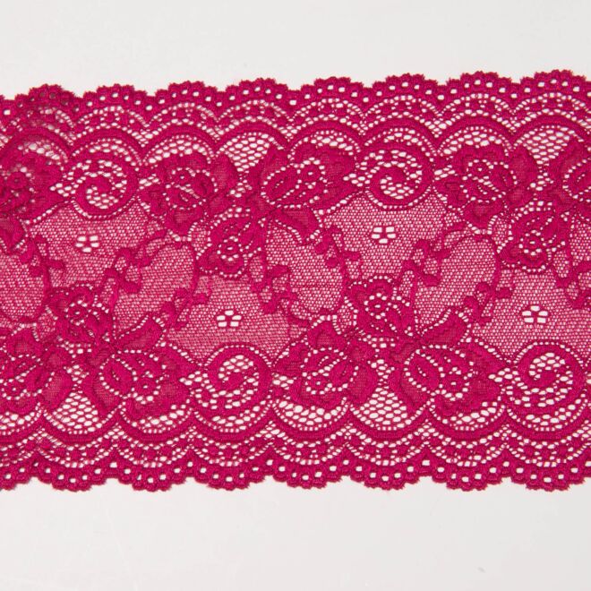 140mm Spitze elastisch Blumenranken bordeaux