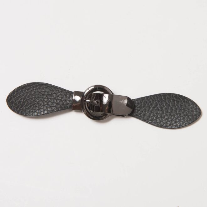 13cm Kunstleder-Verschluss "Glam" schwarz/schwarz