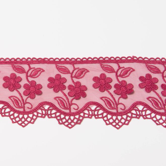 85mm Spitze "Blumen" weinrot