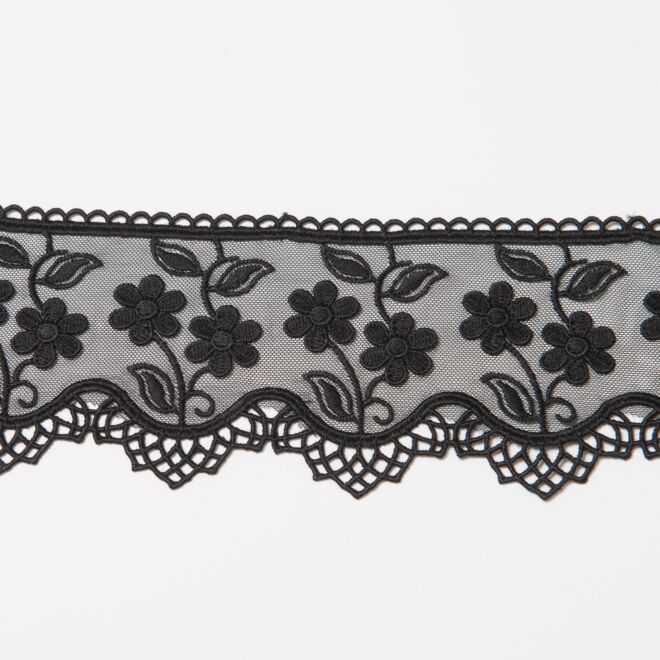 85mm Spitze "Blumen" schwarz