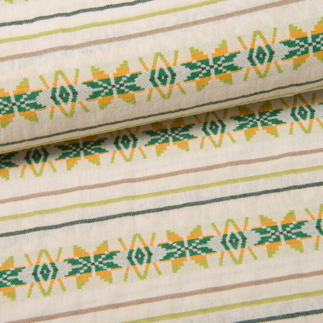 Inka Stripes Baumwoll-Jacquard grün/ecru