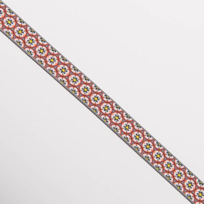 1,5cm Jacquard-Webband "Blümchen" orange