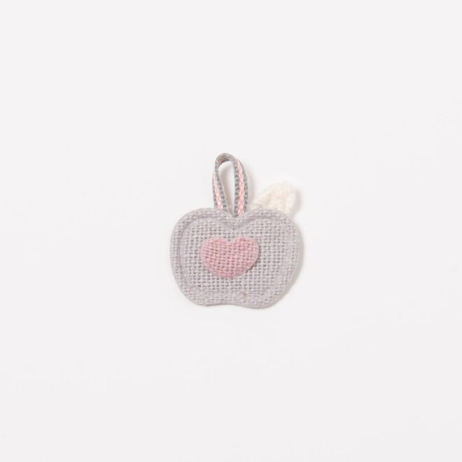 Herzapfel Aufnäher grau/rosa