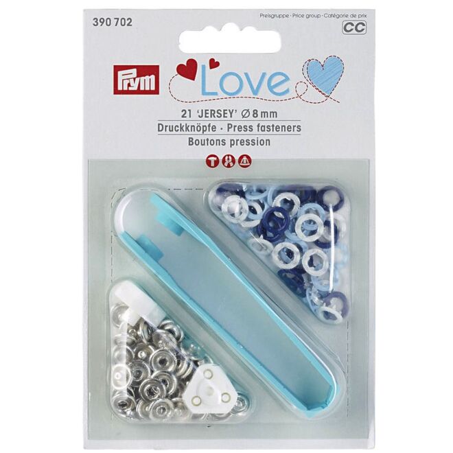 Prym Love Jersey Druckknöpfe blau/weiß, 8mm