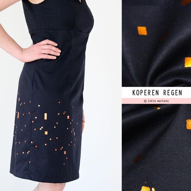 Handprinted Koperen Regen (120cm Panel) 