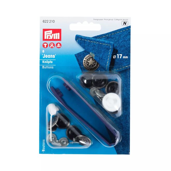 Prym 17mm Nähfrei-Jeans-Knopf "American Star", altmessing
