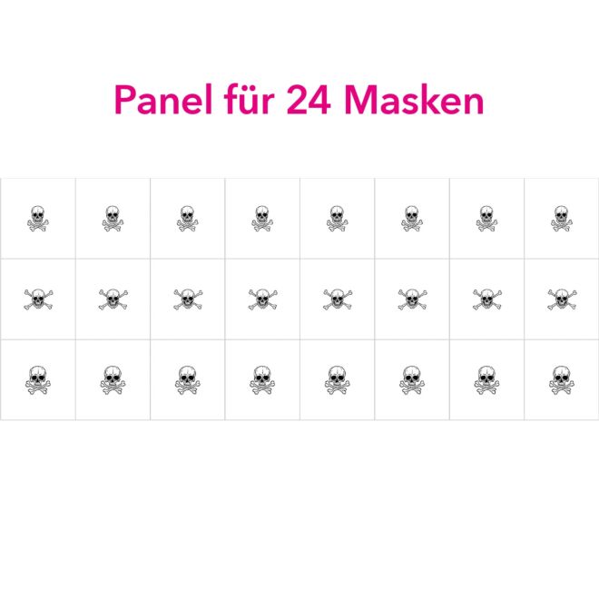 Maskenstoff-Panel Skulls weiß (24 Masken)