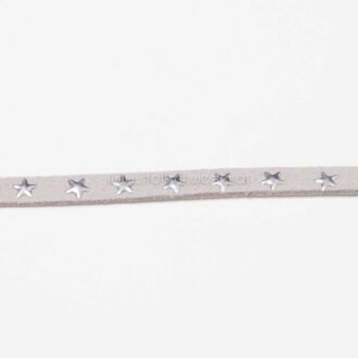 7mm Kunstwildlederband mit Sternen hellgrau