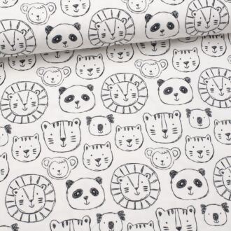 Animal Head Doodle Jersey wollweiß