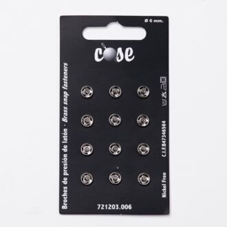6mm Annäh-Druckknöpfe (12 Stück) silber