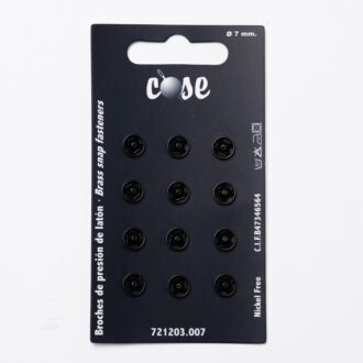 7mm Annäh-Druckknöpfe (12 Stück) schwarz