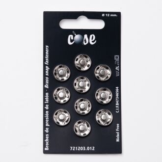 12mm Annäh-Druckknöpfe (10 Stück) silber