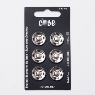 17mm Annäh-Druckknöpfe (6 Stück) silber