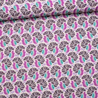 Webware Retro Blumenornamete türkis/violett