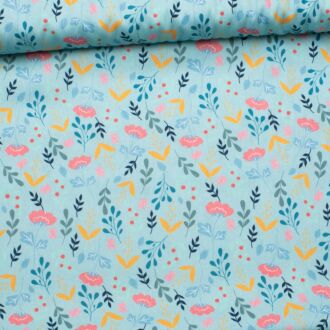 Baumwollwebware Lovely Spring türkis