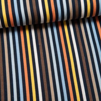 Viskose-Leinen Streifen bunt auf marine