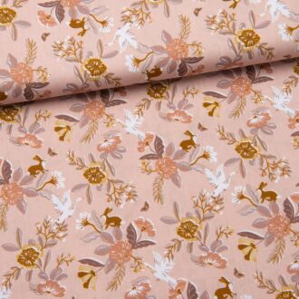 Webware Blumen mit Tieren pfirsich